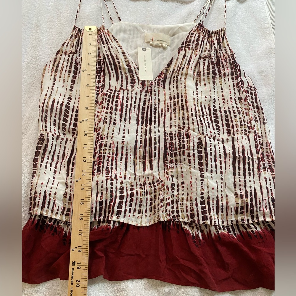 NWT‎ Anthropologie Olivia Cami Top White Red Layered Spaghetti Strap Boho Sz L - Picture 7 of 10